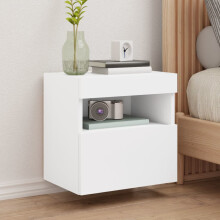 Berkfield TV Wall Cabinet with LED Lights White 40x30x40 cm