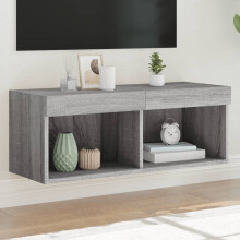 Berkfield TV Cabinet with LED Lights Grey Sonoma 80x30x30 cm