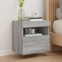 Berkfield TV Wall Cabinet with LED Lights Grey Sonoma 40x30x40 cm