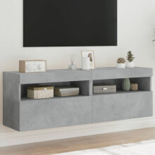 Berkfield TV Wall Cabinets with LED Lights 2 pcs Concrete Grey 60x30x40 cm