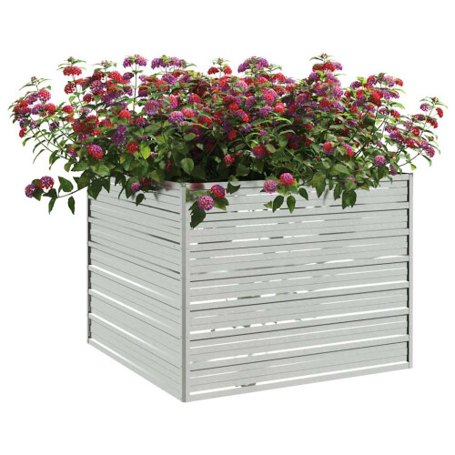Berkfield Garden Raised Bed 100x100x77 cm Galvanized Steel Silver 2