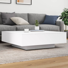 Berkfield Coffee Table with LED Lights White 100x100x31 cm