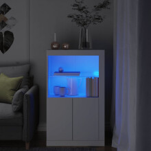 Berkfield Side Cabinet with LED Lights White Engineered Wood
