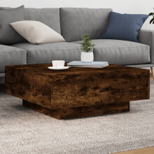 Berkfield Coffee Table with LED Lights Smoked Oak 80x80x31 cm