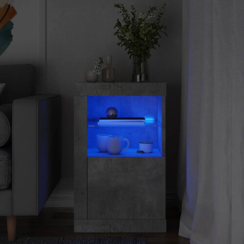 Berkfield Side Cabinet with LED Lights Concrete Grey Engineered Wood
