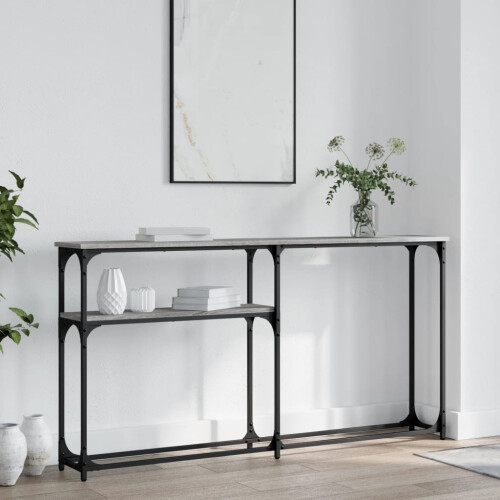 Berkfield Console Table Grey Sonoma 145x22.5x75 cm Engineered Wood