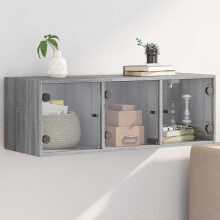 Berkfield Wall Cabinet with Glass Doors Grey Sonoma 102x37x35 cm