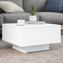 Berkfield Coffee Table with LED Lights White 55x55x31 cm