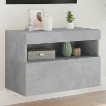 Berkfield TV Wall Cabinet with LED Lights Concrete Grey 60x30x40 cm