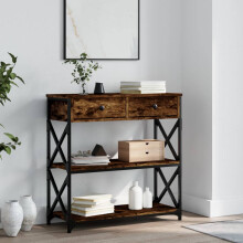Berkfield Console Table Smoked Oak 75x28x75 cm Engineered Wood
