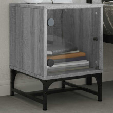 Berkfield Bedside Cabinet with Glass Door Grey Sonoma 35x37x50 cm