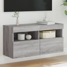 Berkfield TV Wall Cabinet with LED Lights Grey Sonoma 80x30x40 cm