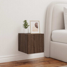 Berkfield TV Wall Cabinets with LED Lights 2 pcs Brown Oak 30.5x35x30 cm