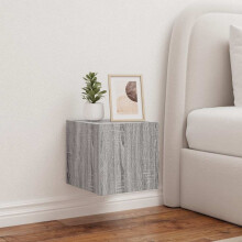 Berkfield TV Wall Cabinet with LED Lights Grey Sonoma 30.5x35x30 cm