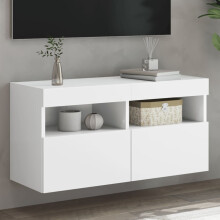 Berkfield TV Wall Cabinet with LED Lights White 80x30x40 cm
