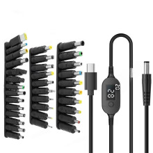 34-Teiliges Universal-Netzteil-Steckerset (5,5 X 2,1 mm) für 140-W-Netzteile mit PD-USB-C-Anschluss auf 5-28 V Einstellbares Spannungskabel