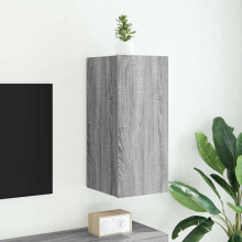 Berkfield TV Wall Cabinet with LED Lights Grey Sonoma 30.5x35x70 cm