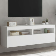 Berkfield TV Wall Cabinets with LED Lights 2 pcs White 60x30x40 cm