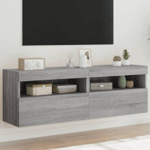 Berkfield TV Wall Cabinets with LED Lights 2 pcs Grey Sonoma 60x30x40 cm