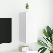 Berkfield TV Wall Cabinet with LED Lights White 30.5x35x70 cm