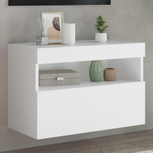 Berkfield TV Wall Cabinet with LED Lights White 60x30x40 cm
