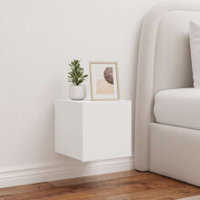 Berkfield TV Wall Cabinet with LED Lights White 30.5x35x30 cm