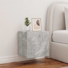 Berkfield TV Wall Cabinets with LED Lights 2 pcs Concrete Grey 40.5x35x40 cm