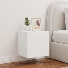 Berkfield TV Wall Cabinets with LED Lights 2 pcs White 40.5x35x40 cm