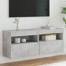 Berkfield TV Wall Cabinet with LED Lights Concrete Grey 100x30x40 cm