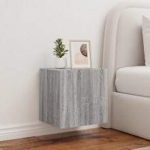 Berkfield TV Wall Cabinets with LED Lights 2 pcs Grey Sonoma 40.5x35x40 cm