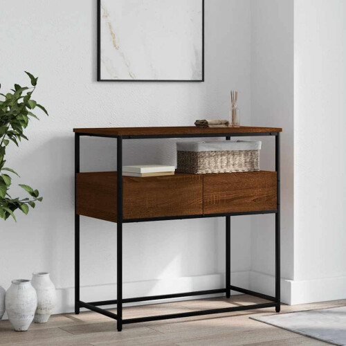 Berkfield Console Table Brown Oak 75x40x75 cm Engineered Wood