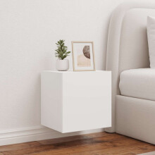 Berkfield TV Wall Cabinet with LED Lights White 40.5x35x40 cm