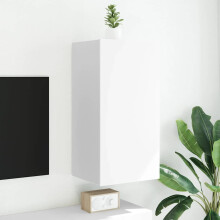 Berkfield TV Wall Cabinet with LED Lights White 40.5x35x80 cm