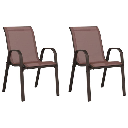Berkfield Stackable Garden Chairs 2 pcs Brown Textilene Fabric 1