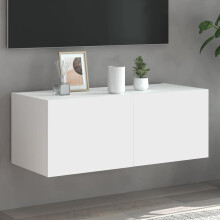 Berkfield TV Wall Cabinet with LED Lights White 80x35x31 cm