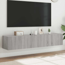 Berkfield TV Wall Cabinets with LED Lights 2 pcs Grey Sonoma 80x35x31 cm