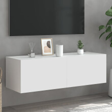 Berkfield TV Wall Cabinet with LED Lights White 100x35x31 cm