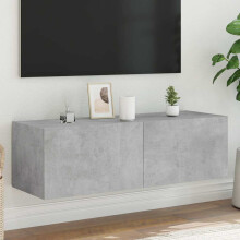 Berkfield TV Wall Cabinet with LED Lights Concrete Grey 100x35x31 cm