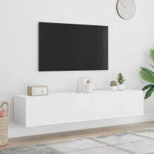 Berkfield TV Wall Cabinets with LED Lights 2 pcs White 80x35x31 cm