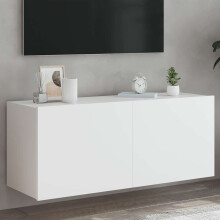 Berkfield TV Wall Cabinet with LED Lights White 100x35x41 cm