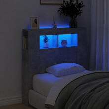 Berkfield LED Headboard Concrete Grey 100x18.5x103.5 cm Engineered Wood