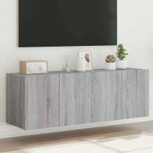 Berkfield TV Wall Cabinets with LED Lights 2 pcs Grey Sonoma 60x35x41 cm