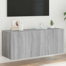 Berkfield TV Wall Cabinet with LED Lights Grey Sonoma 100x35x41 cm