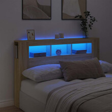 Berkfield LED Headboard Sonoma Oak 160x18.5x103.5 cm Engineered Wood