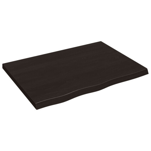 Berkfield Bathroom Countertop Dark Brown 80x60x(2-4) cm Treated Solid Wood 1