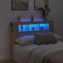 Berkfield LED Headboard Sonoma Oak 140x18.5x103.5 cm Engineered Wood