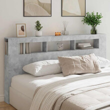 Berkfield LED Headboard Concrete Grey 200 cm Engineered Wood