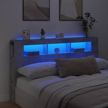 Berkfield LED Headboard Concrete Grey 180x18.5x103.5 cm Engineered Wood