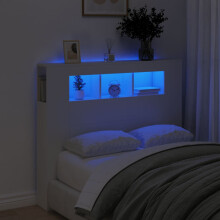 Berkfield LED Headboard White 120x18.5x103.5 cm Engineered Wood