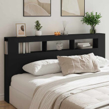 Berkfield LED Headboard Black 200 cm Engineered Wood